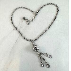 Brighton Silver Toned Filigree Ball with Tassel and Crystals